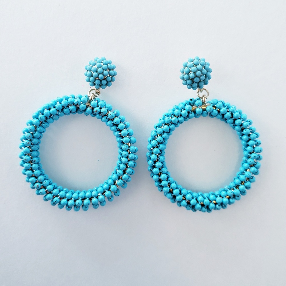 Sugarfix by baublebar Beaded hoop earrings aqua
